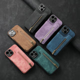 Zipper Wallet Leather Case for iPhone 17 Air 16 15 14 Pro Max | Card Slot Pocket