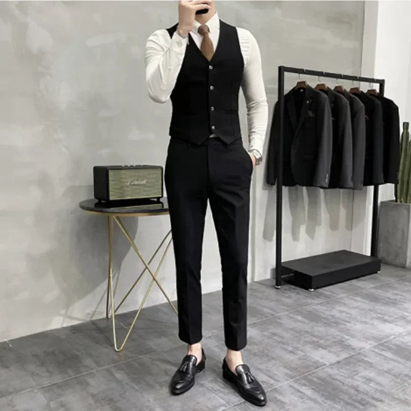3-teiliger hochwertiger Anzug für Herren – Luxuriöses Boutique-Set aus Sakko, Weste und Hose