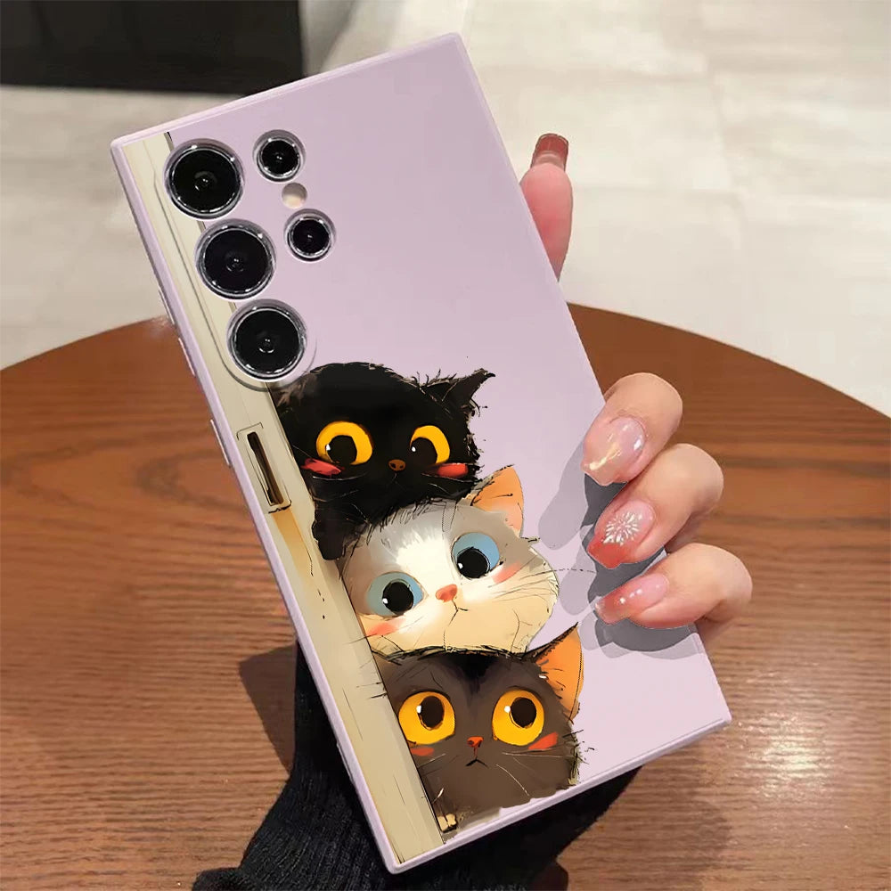 Three Little Kittens Silicone Case for Samsung Galaxy S25 S24 S23 Ultra