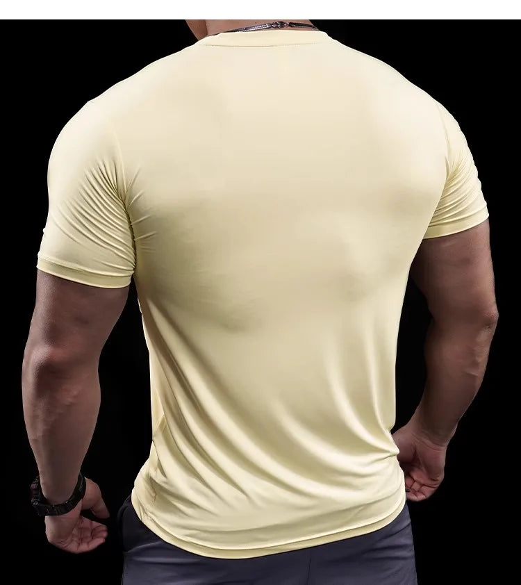 Men’s High-Elastic Running T-Shirt | Quick-Drying Gym Fitness Training Top