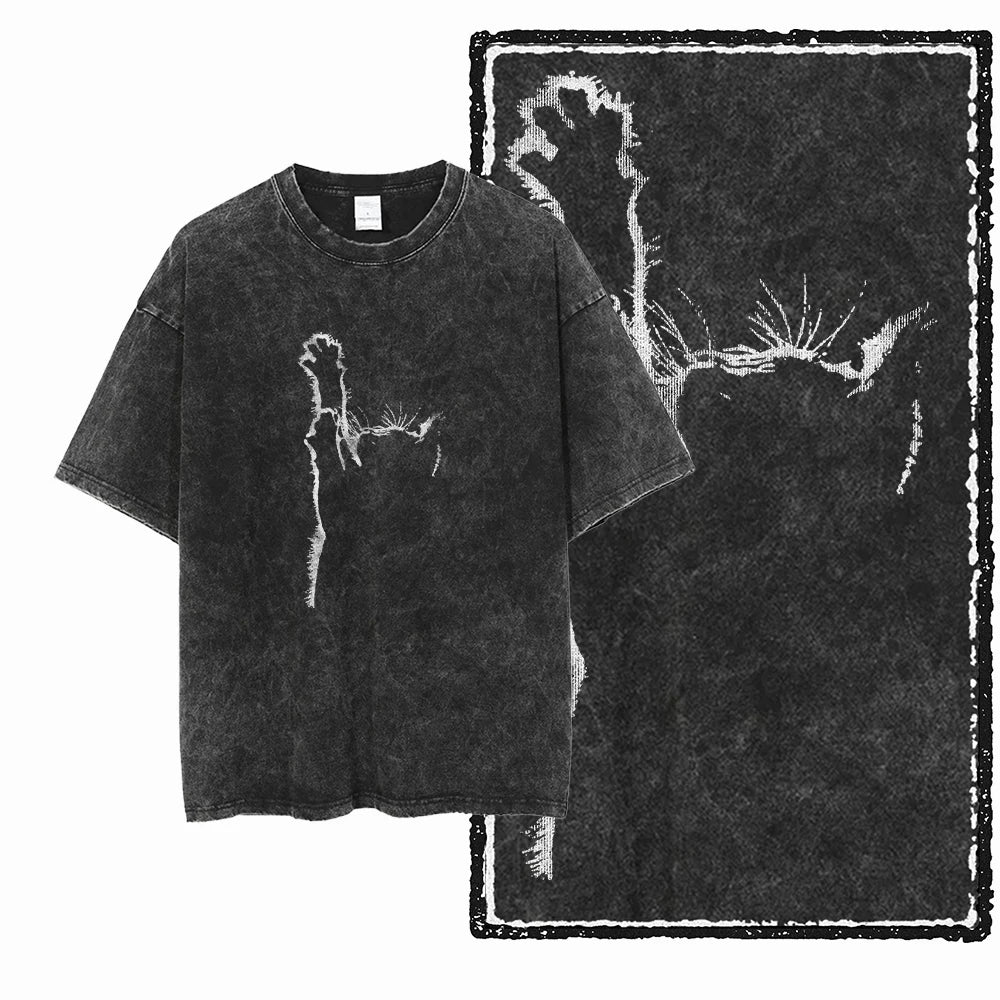Acid Washed Cat Graphic T-Shirt | Unisex Exclusive Streetwear Tee