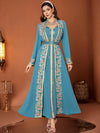 Das „Saphir-Illusion“-Kleid – Signature Blue Spitze & Diamantimitat 2-Teiler – Luxus Dubai Party Kaftan