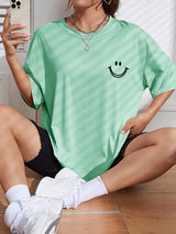 Damen Oversized Baumwoll Streetwear Top mit auffälligem Smile-Motiv
