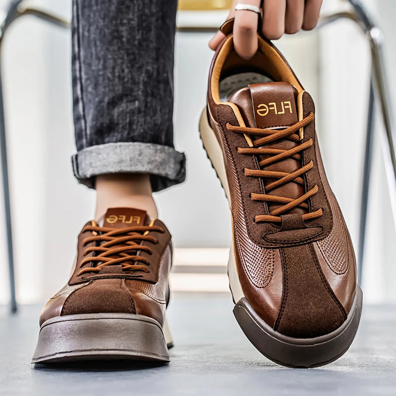 Herren Luxus-Sneaker – Atmungsaktive modische Laufschuhe, lässige Leder-Slipper