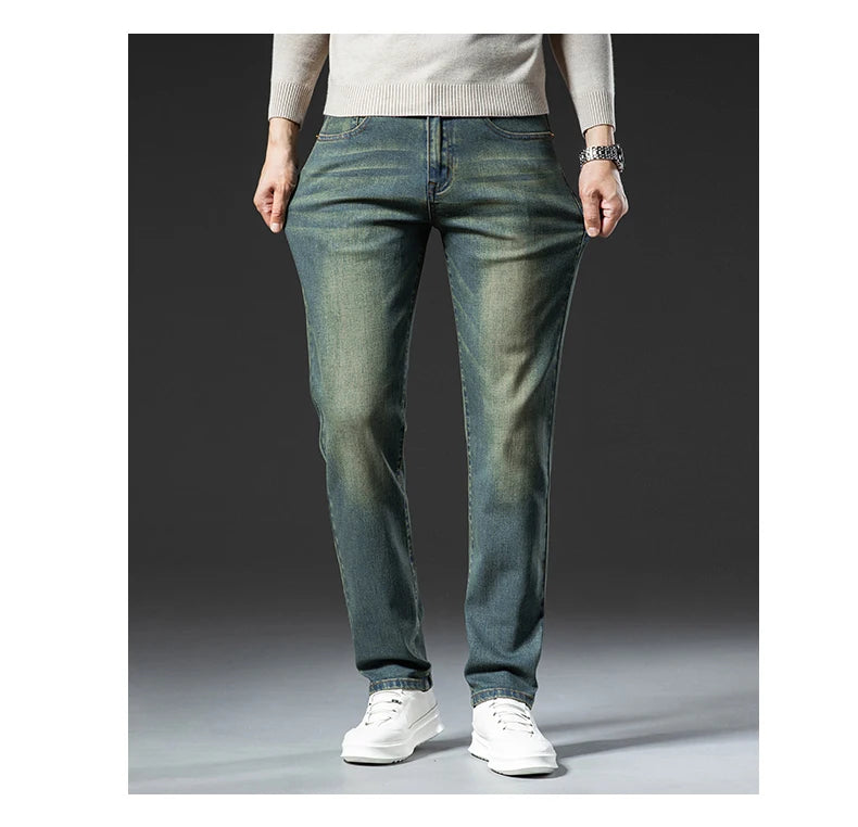 Herren Premium Vintage Jeans | Neue hochwertige elastische Business-Freizeit-Jeans