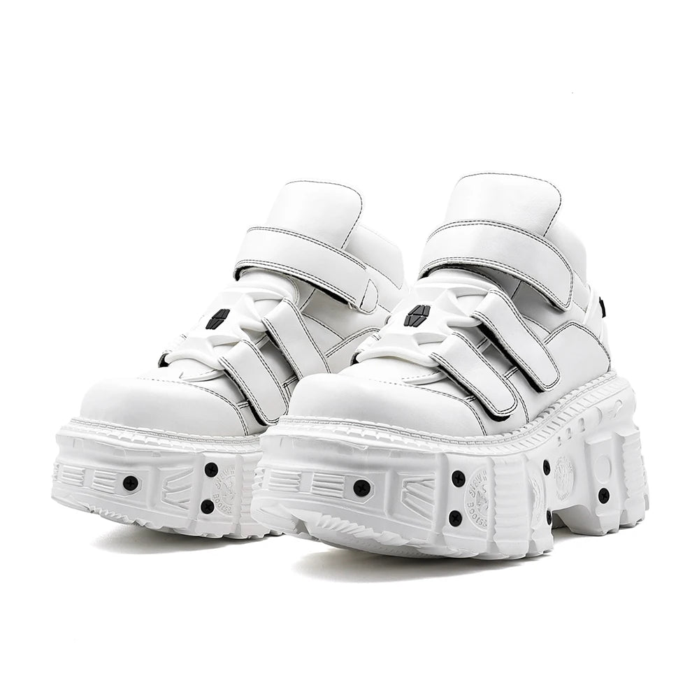 Women’s Punk New Rock Gothic White Platform Ankle Boots
