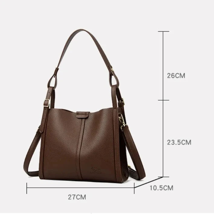 The Sovereign-Medium Silhouette High-Quality PU Leather Top-Handle Bag