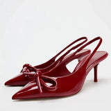 Sommer Damen Sandalen mit hohen Absätzen – Modische flache Schuhe mit Schmetterlingsknoten, Elegante Hochzeitspartyschuhe mit Absätzen