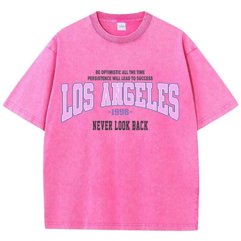 Damen-Top aus ausgewaschener Baumwolle mit Vintage Los Angeles-Grafik