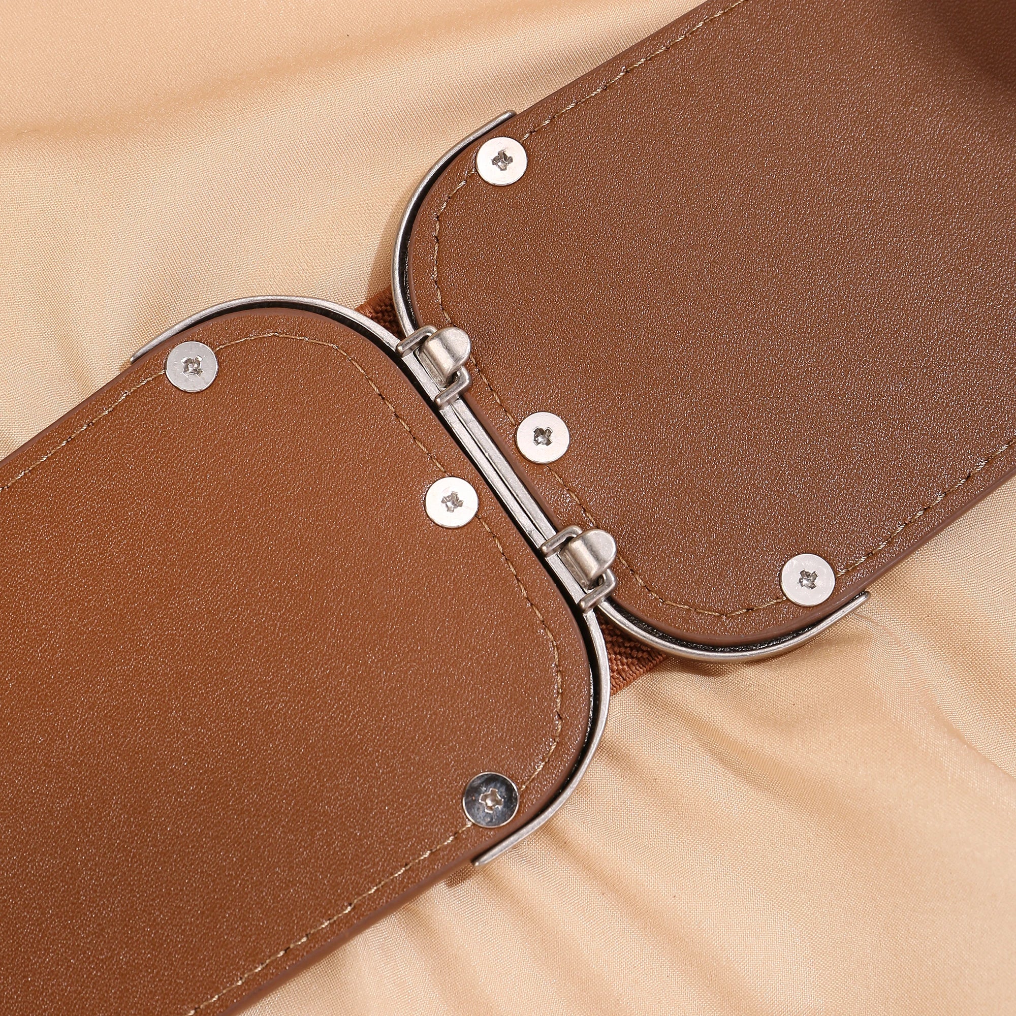 Breiter elastischer Wildledergürtel für Damen – dehnbarer Taillengürtel mit Vintage-Silberschnalle