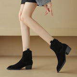 Women’s Pointed Toe Western Cowboy Boots – Genuine Leather Ankle Boots