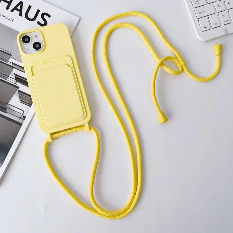 Crossbody Lanyard Card Holder Case for iPhone 17 Air 16 15 14 13 12 Pro Max