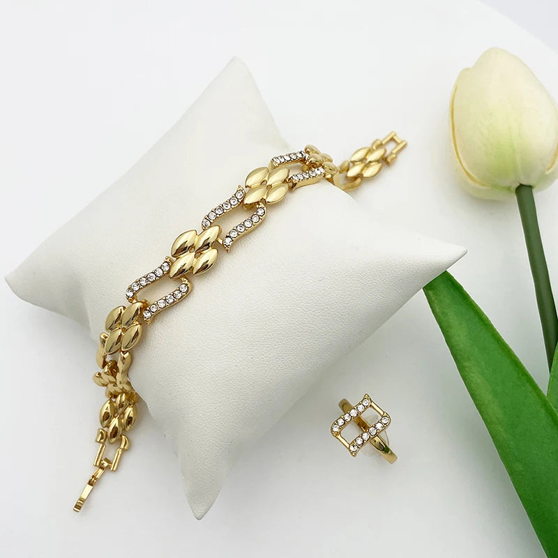 Elegant Cuban Link Necklace & Matching Earrings – Bold Bridal Wedding Jewelry Ensemble