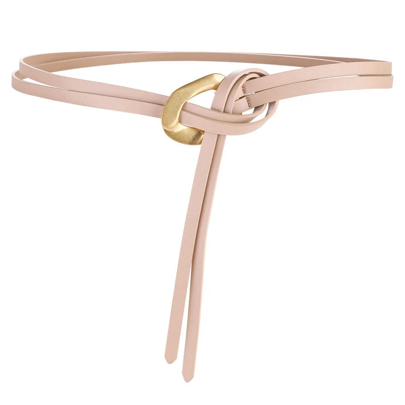 Real Leather Double Rope Thin Belt for Women – Decorative Waist Chain for Dresses & Coats