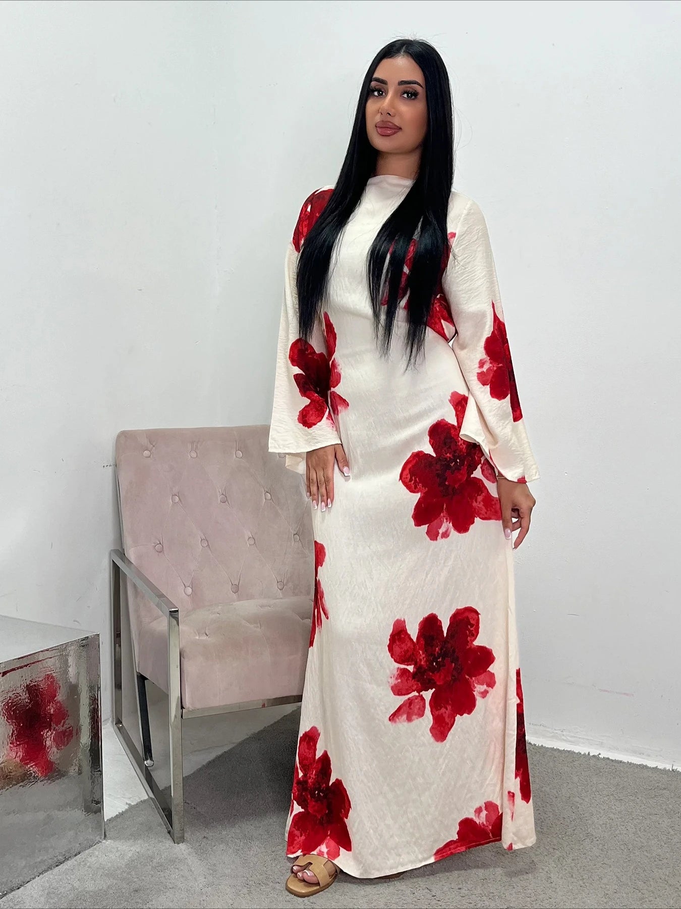 Printed Muslim Jalabiya and Evening Kaftan For Women’s Dubai Abaya Party Dress