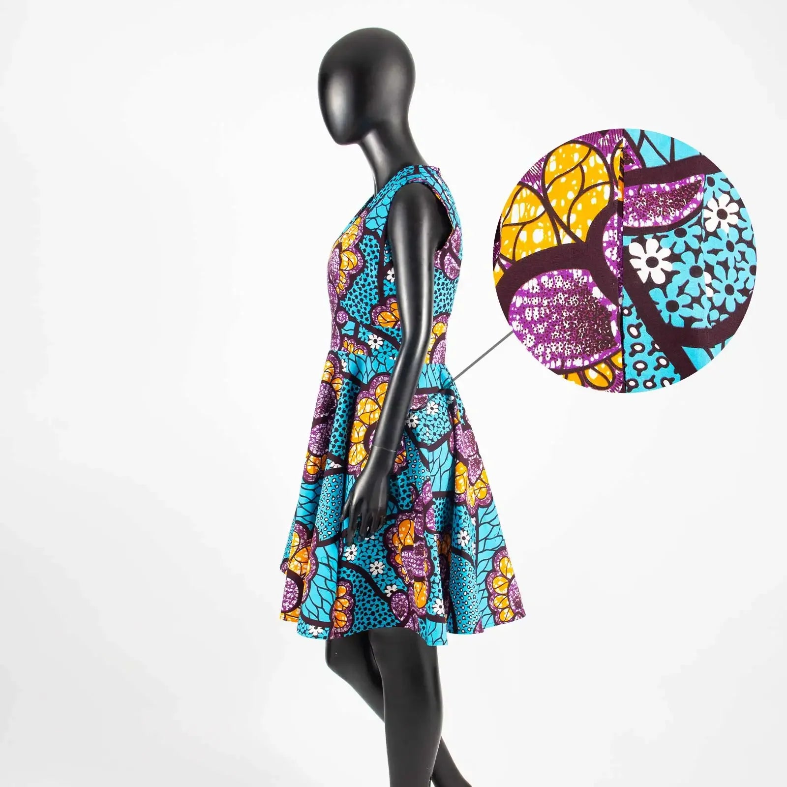 African Bazin Riche Mini Dress for Women | Traditional Short Brocade Attire