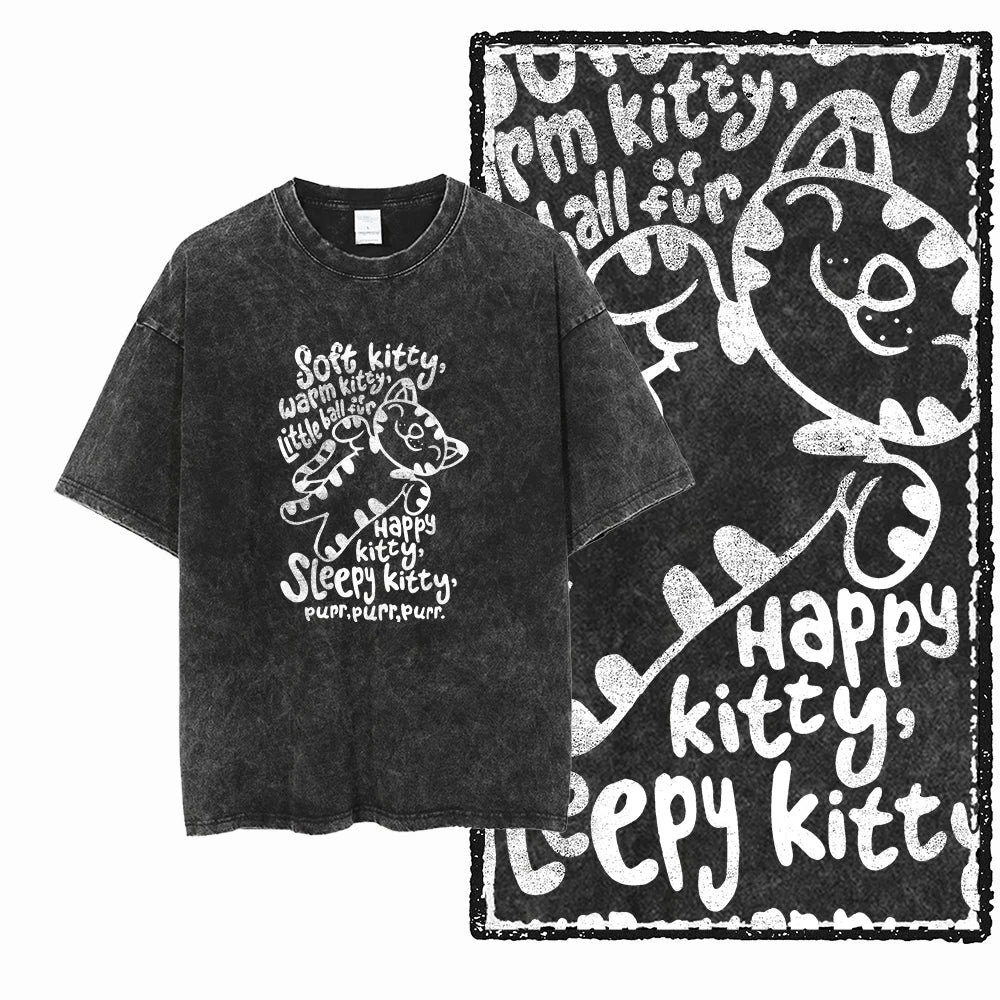 Acid Washed Cat Graphic T-Shirt | Unisex Exclusive Streetwear Tee