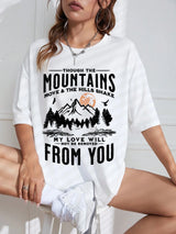 Women's Soft Cotton Mountain Sunset Graphic Top for Effortless Street Style