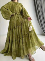 Das Chiffonkleid „Oasis“ – Kaftan im Signature-Druck Marokko-Stil – Fließende Jalabiya für Ramadan aus der Boutique