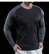 Men’s Gym Fitness Display Long Sleeve T-Shirt | Elastic Moisture Wicking Tights