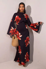 Printed Muslim Jalabiya and Evening Kaftan For Women’s Dubai Abaya Party Dress