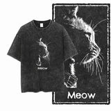 Acid Washed Cat Graphic T-Shirt | Unisex Exclusive Streetwear Tee