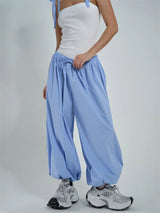 Striped Lace-Up Casual Women's Pants – Patchwork Loose Streetwear Trousers