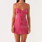 Women’s Sexy Sequin Beaded Cami Mini Dress
