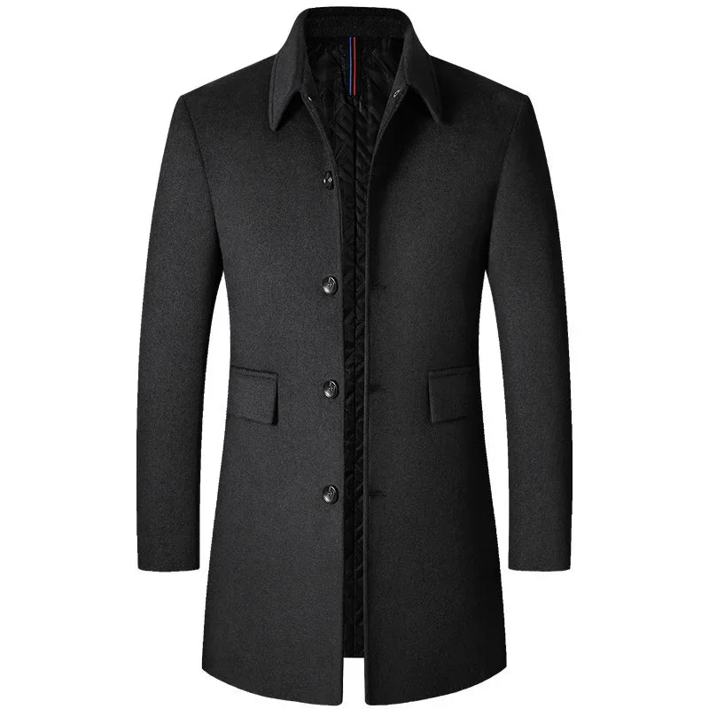 Herren Winter Wollmantel – Klassischer Umlegekragen Gehrock