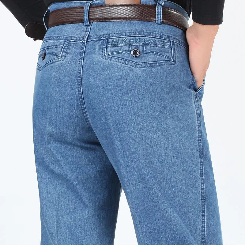 Men's High-Quality Cotton Stretch Jeans | Spring & Autumn Dark Blue Denim