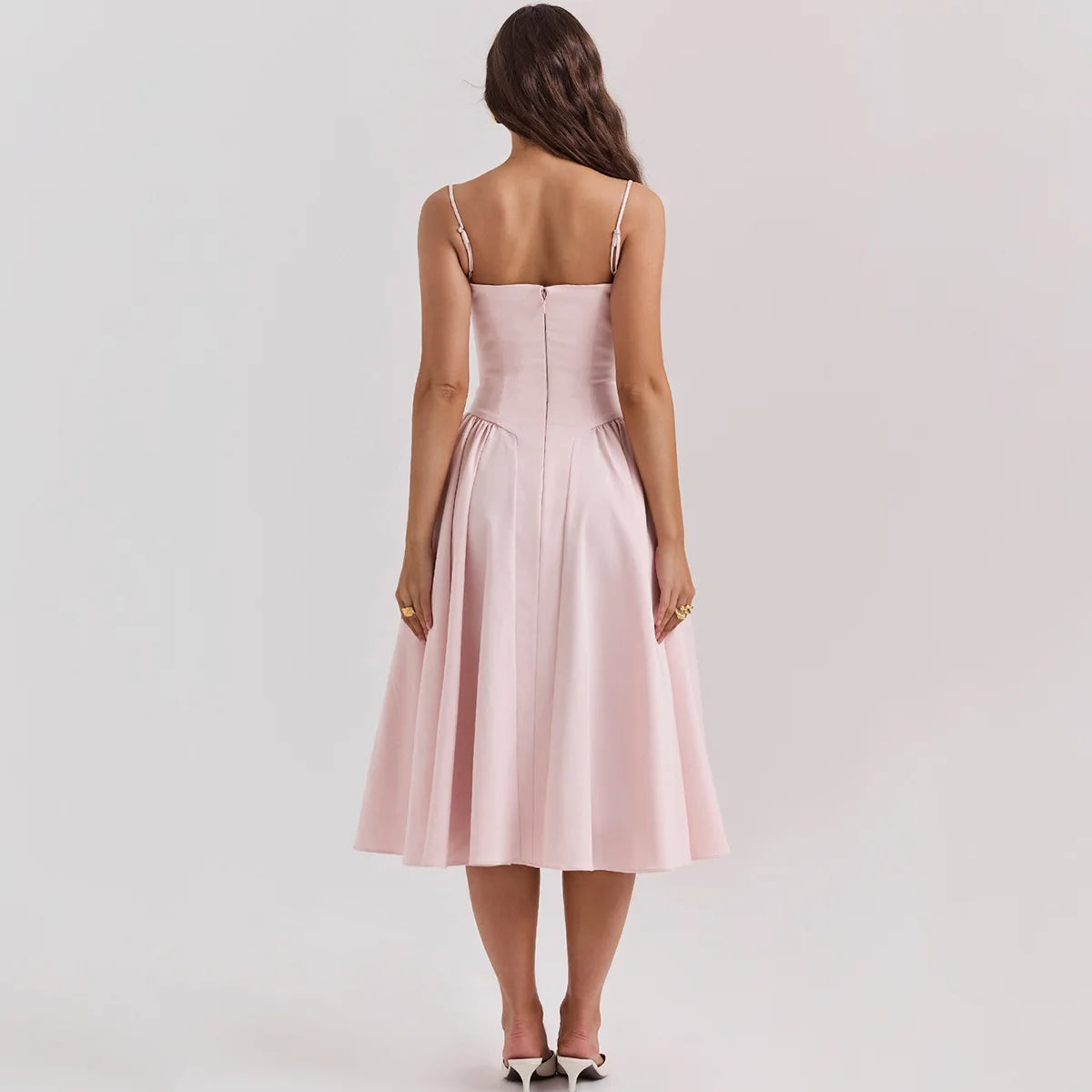 Women's Elegant Spaghetti Strap Midi Dress