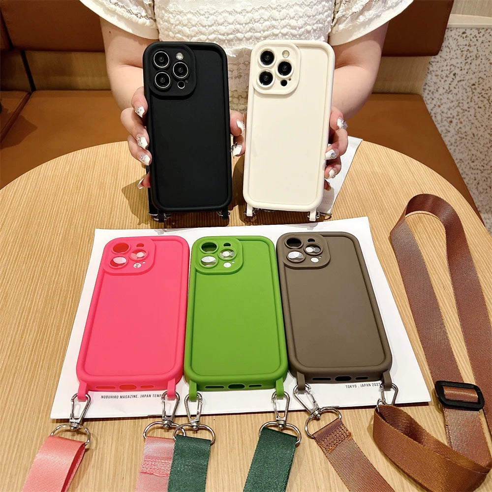 Crossbody Lanyard Silicone Case for iPhone 17 16 15 14 13 12 11 Pro Max