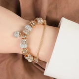 Kristallherz-Charm-Armband für Damen – goldfarbenes Schlangenkettenarmband