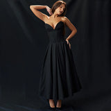 Black Elegant Wedding Event Dress – Sexy Strapless Corset Midi