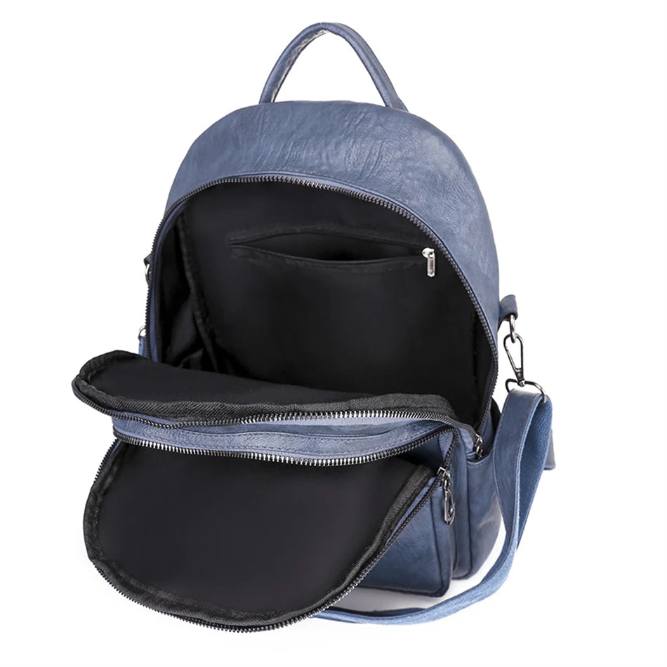 Weiche Damen-Schultertasche aus PU-Leder | Multifunktionaler Reise-Rucksack