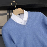 Herren Pullover aus 100 % reinem Kaschmir – Herbst Winter verdickter V-Ausschnitt Pullover