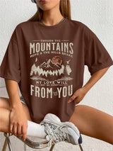 Women's Soft Cotton Mountain Sunset Graphic Top for Effortless Street Style