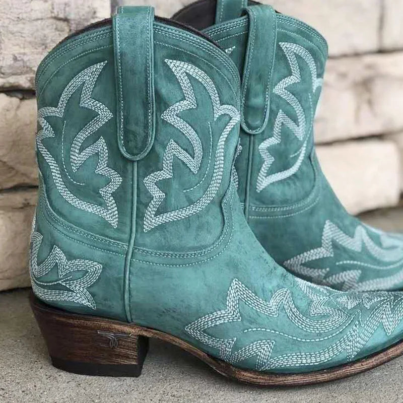 The Viper Nomad: Snake-Embossed Western Ankle Boot – Luxury Exotic Cowgirl Bootie