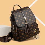 Luxury High-Quality Leather Women's Backpack | Designer Fashion Printing Bag