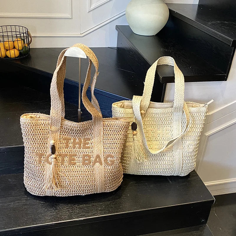 Hand-Woven Summer Tote Bag | Fashion Handmade Large Capacity Shopping Handbag