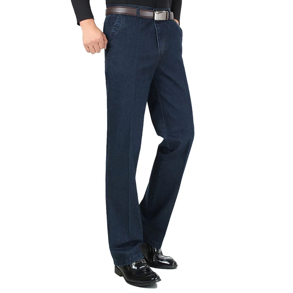 Men's High-Quality Cotton Stretch Jeans | Spring & Autumn Dark Blue Denim