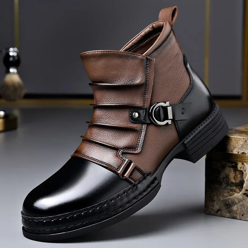 Men's Retro Ankle Boots – Fashion Casual Motorcycle Boots with Side Zipper