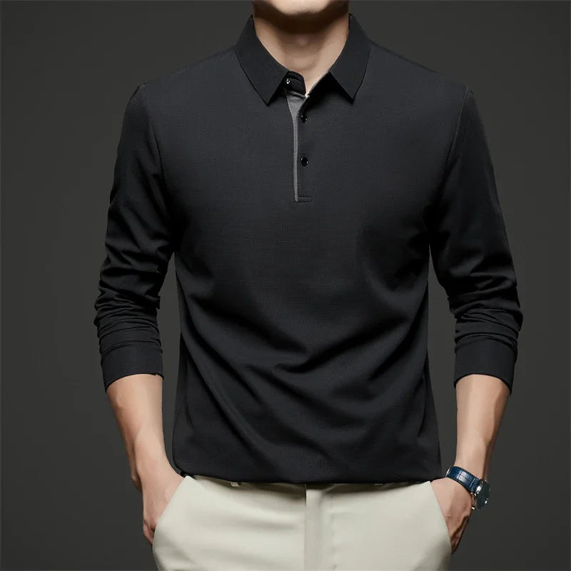 Herren Langarm-Poloshirt – Business Casual Uni-Oberteil
