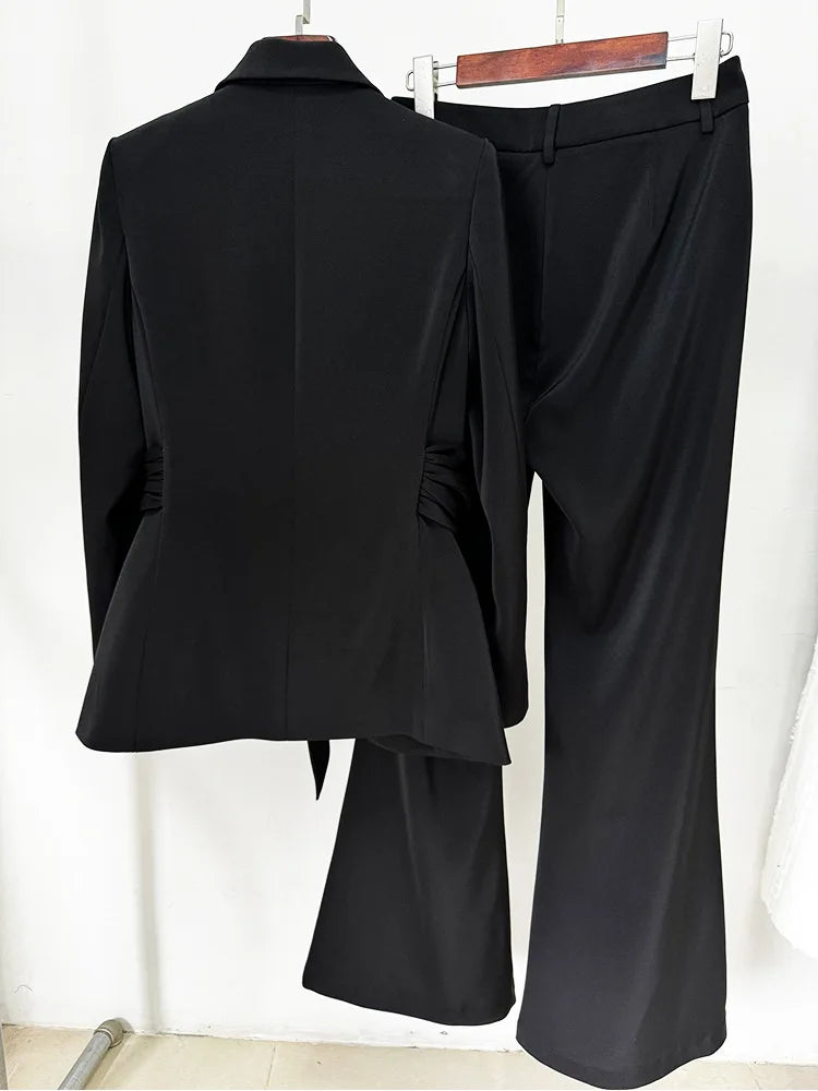 Damen-Slim-Fit-Blazer mit integriertem Taillendetail & High-Waist-Hose
