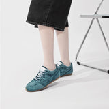 Damen Trainingsschuhe aus echtem Leder – Retro Freizeit-Sneaker mit flacher Sohle