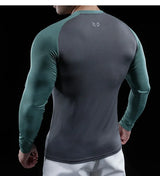 Men’s Gym Fitness Display Long Sleeve T-Shirt | Elastic Moisture Wicking Tights
