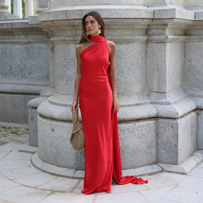Sexy Satinband Neckholder Partykleid – Elegantes rückenfreies Abendkleid für Damen