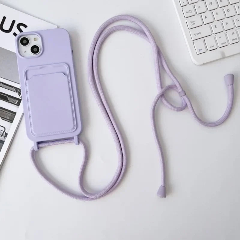 Crossbody Lanyard Card Holder Case for iPhone 17 Air 16 15 14 13 12 Pro Max
