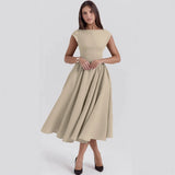 Women's French Style Backless Midi Dress