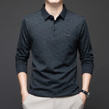 Herren Langarm-Poloshirt mit Abzeichen – Business Casual Uni-Oberteil